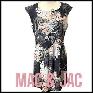 Mac & Jac Black/Grey/Pink Pattern Scoop Neck Sleeveless Blouson Dress (L)